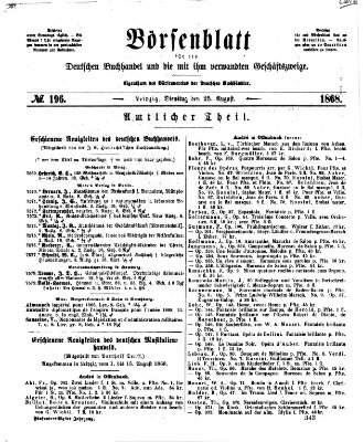 Börsenblatt für den deutschen Buchhandel Dienstag 25. August 1868