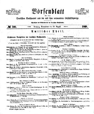 Börsenblatt für den deutschen Buchhandel Samstag 29. August 1868