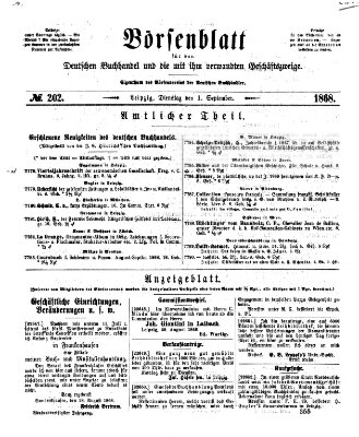 Börsenblatt für den deutschen Buchhandel Dienstag 1. September 1868