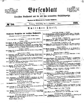 Börsenblatt für den deutschen Buchhandel Donnerstag 3. September 1868