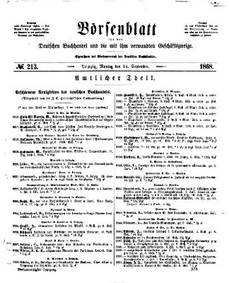 Börsenblatt für den deutschen Buchhandel Montag 14. September 1868