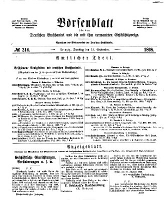 Börsenblatt für den deutschen Buchhandel Dienstag 15. September 1868