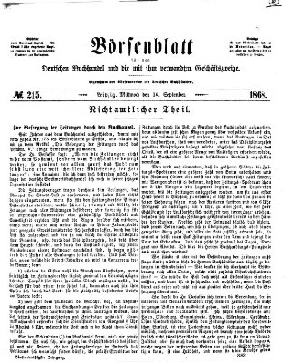 Börsenblatt für den deutschen Buchhandel Mittwoch 16. September 1868