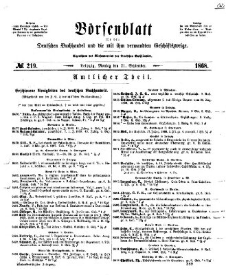 Börsenblatt für den deutschen Buchhandel Montag 21. September 1868