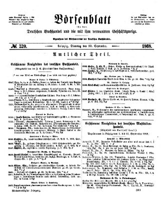 Börsenblatt für den deutschen Buchhandel Dienstag 22. September 1868