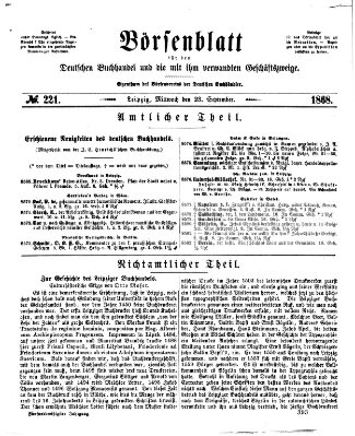 Börsenblatt für den deutschen Buchhandel Mittwoch 23. September 1868