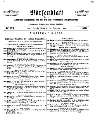 Börsenblatt für den deutschen Buchhandel Freitag 25. September 1868