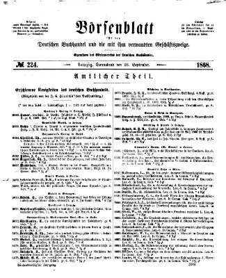 Börsenblatt für den deutschen Buchhandel Samstag 26. September 1868