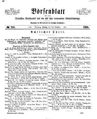 Börsenblatt für den deutschen Buchhandel Freitag 16. Oktober 1868