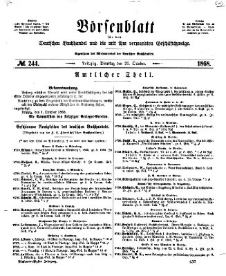 Börsenblatt für den deutschen Buchhandel Dienstag 20. Oktober 1868