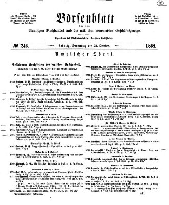 Börsenblatt für den deutschen Buchhandel Donnerstag 22. Oktober 1868