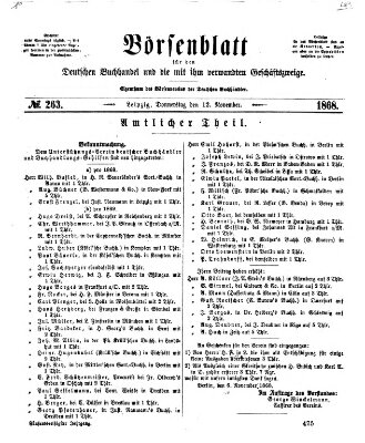 Börsenblatt für den deutschen Buchhandel Donnerstag 12. November 1868