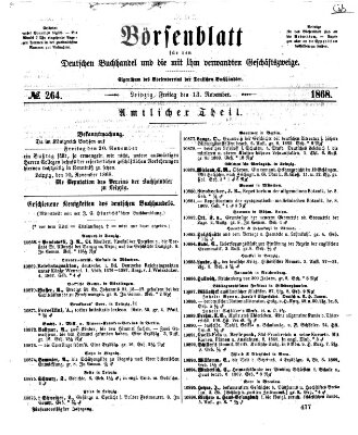 Börsenblatt für den deutschen Buchhandel Freitag 13. November 1868