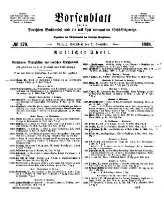 Börsenblatt für den deutschen Buchhandel Samstag 21. November 1868