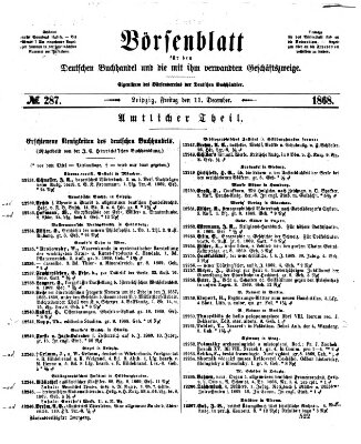 Börsenblatt für den deutschen Buchhandel Freitag 11. Dezember 1868