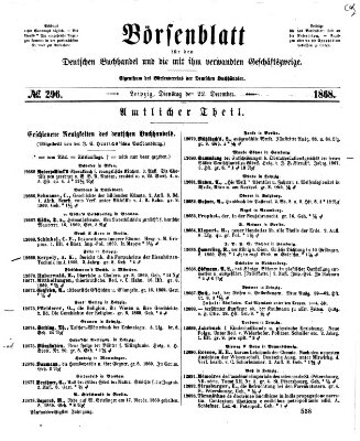 Börsenblatt für den deutschen Buchhandel Dienstag 22. Dezember 1868