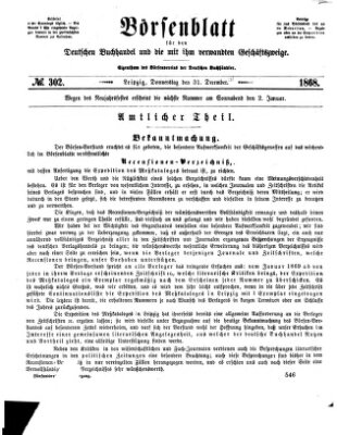 Börsenblatt für den deutschen Buchhandel Donnerstag 31. Dezember 1868