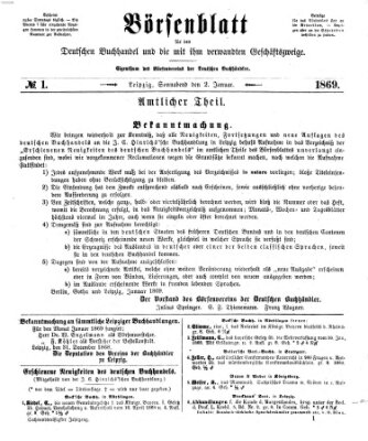 Börsenblatt für den deutschen Buchhandel Samstag 2. Januar 1869