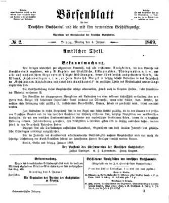 Börsenblatt für den deutschen Buchhandel Montag 4. Januar 1869