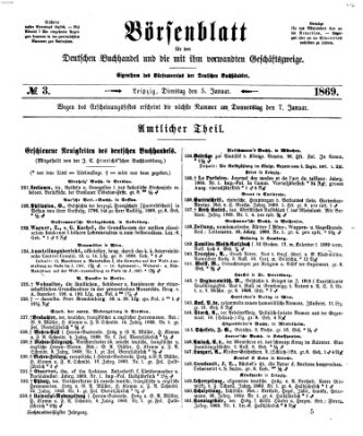 Börsenblatt für den deutschen Buchhandel Dienstag 5. Januar 1869