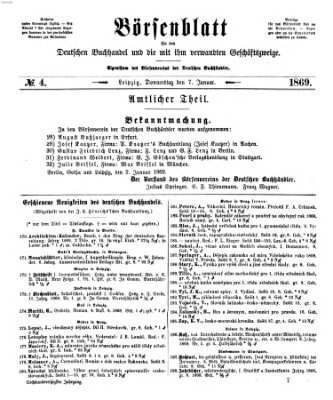 Börsenblatt für den deutschen Buchhandel Donnerstag 7. Januar 1869