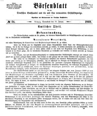 Börsenblatt für den deutschen Buchhandel Samstag 30. Januar 1869