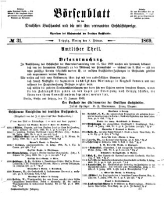 Börsenblatt für den deutschen Buchhandel Montag 8. Februar 1869