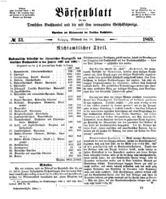 Börsenblatt für den deutschen Buchhandel Mittwoch 10. Februar 1869