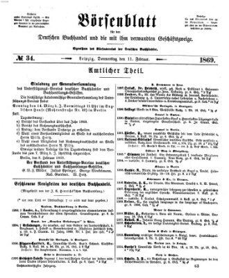 Börsenblatt für den deutschen Buchhandel Donnerstag 11. Februar 1869