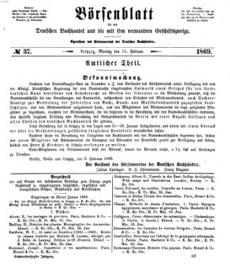 Börsenblatt für den deutschen Buchhandel Montag 15. Februar 1869