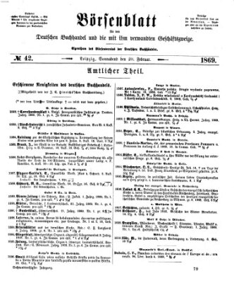 Börsenblatt für den deutschen Buchhandel Samstag 20. Februar 1869