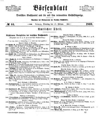 Börsenblatt für den deutschen Buchhandel Dienstag 23. Februar 1869