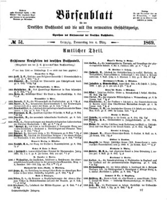 Börsenblatt für den deutschen Buchhandel Donnerstag 4. März 1869