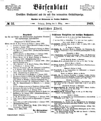 Börsenblatt für den deutschen Buchhandel Freitag 5. März 1869