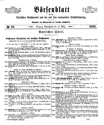 Börsenblatt für den deutschen Buchhandel Samstag 13. März 1869