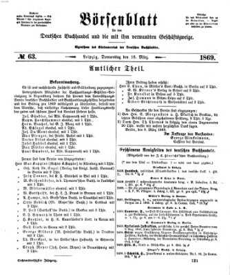 Börsenblatt für den deutschen Buchhandel Donnerstag 18. März 1869