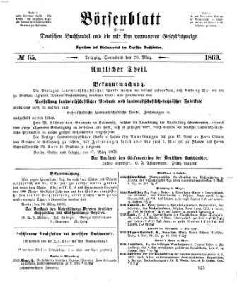 Börsenblatt für den deutschen Buchhandel Samstag 20. März 1869