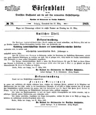 Börsenblatt für den deutschen Buchhandel Samstag 27. März 1869