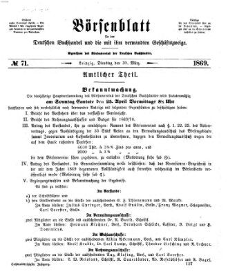 Börsenblatt für den deutschen Buchhandel Dienstag 30. März 1869