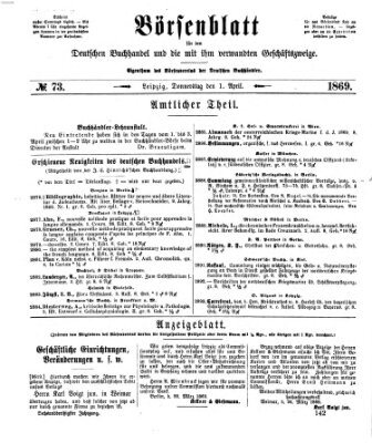 Börsenblatt für den deutschen Buchhandel Donnerstag 1. April 1869