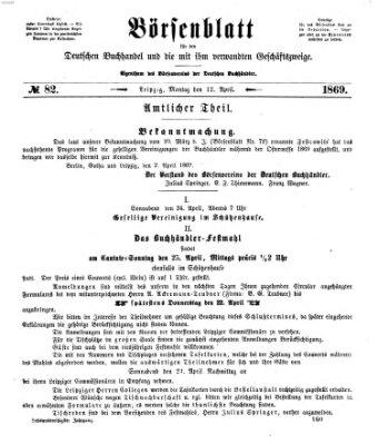 Börsenblatt für den deutschen Buchhandel Montag 12. April 1869