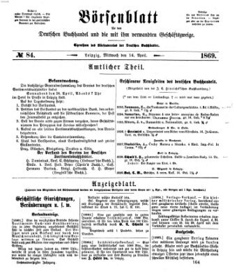 Börsenblatt für den deutschen Buchhandel Mittwoch 14. April 1869