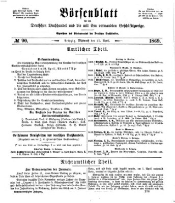 Börsenblatt für den deutschen Buchhandel Mittwoch 21. April 1869