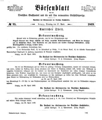 Börsenblatt für den deutschen Buchhandel Dienstag 27. April 1869