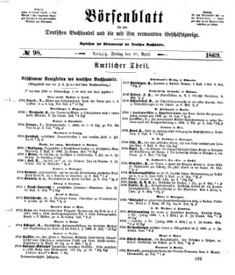 Börsenblatt für den deutschen Buchhandel Freitag 30. April 1869