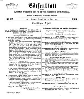 Börsenblatt für den deutschen Buchhandel Mittwoch 12. Mai 1869