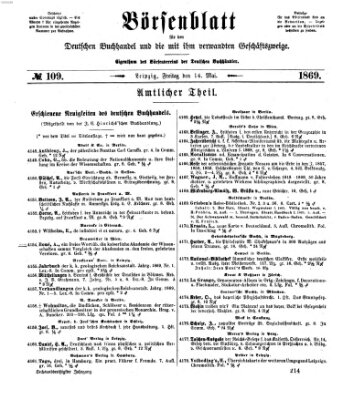 Börsenblatt für den deutschen Buchhandel Freitag 14. Mai 1869