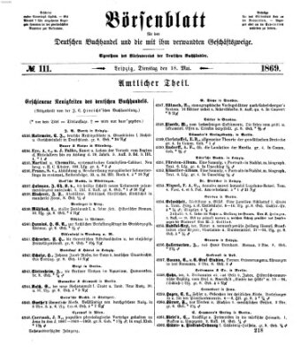 Börsenblatt für den deutschen Buchhandel Dienstag 18. Mai 1869