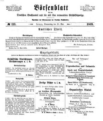 Börsenblatt für den deutschen Buchhandel Donnerstag 20. Mai 1869