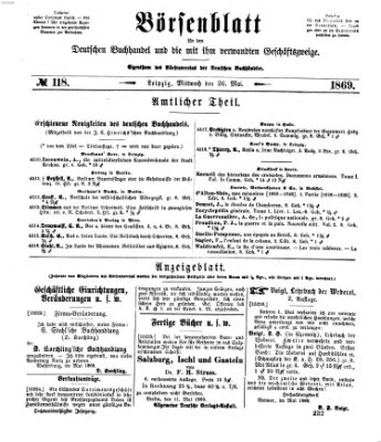 Börsenblatt für den deutschen Buchhandel Mittwoch 26. Mai 1869